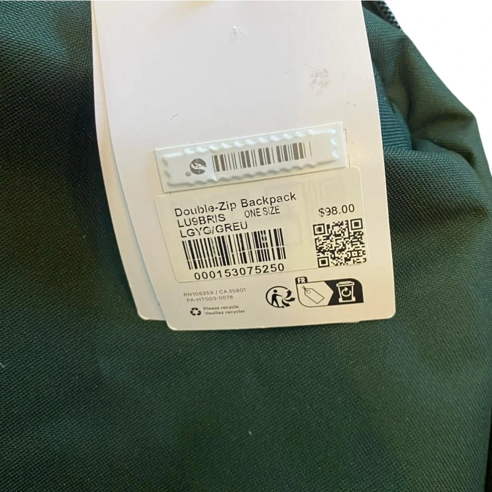 NWT Lululemon double zip backpack 22L